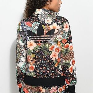 Adidas Originals Jardim Agharta Women Firebird Track Top Floral Jacket Sz S